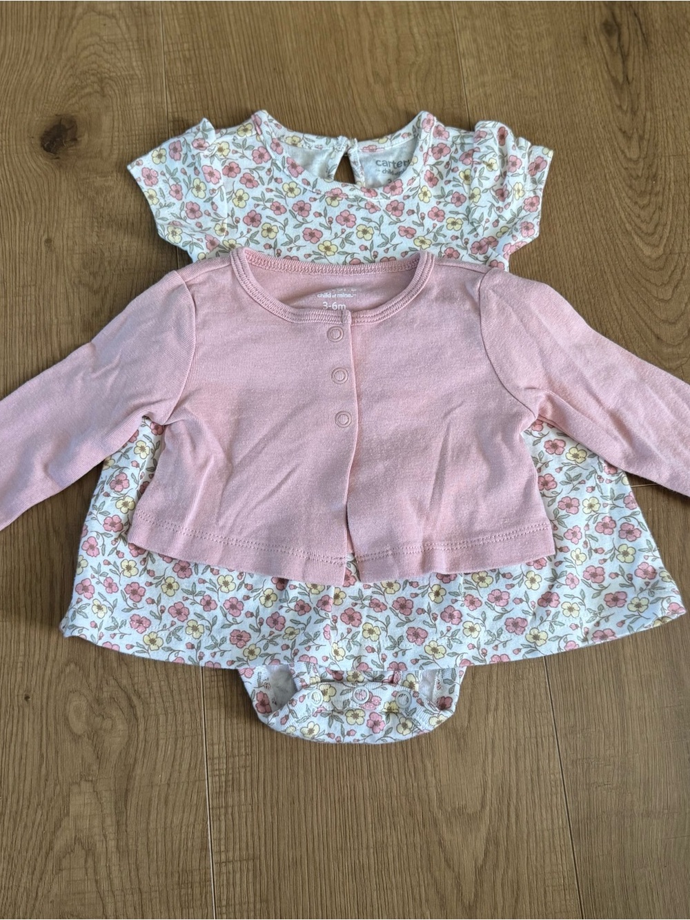 Carter's Floral Print Pink and Yellow Baby Outfit
